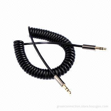 Premium 3.5mm Male to Male Coiled Audio Cable-metal Connector, Customized Lengths are Accepted